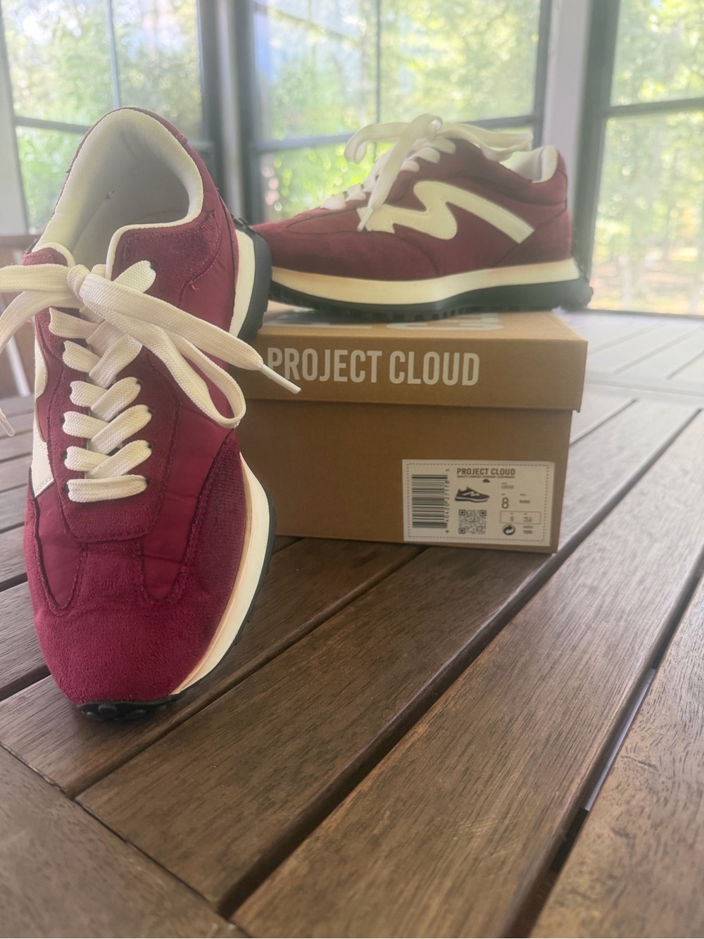 Project Cloud Women's Burgundy Lace-Up Sneakers (Lecco Style) Sz 8